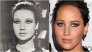 Jennifer Lawrence and her lookalike (Images via YouTube & Getty)